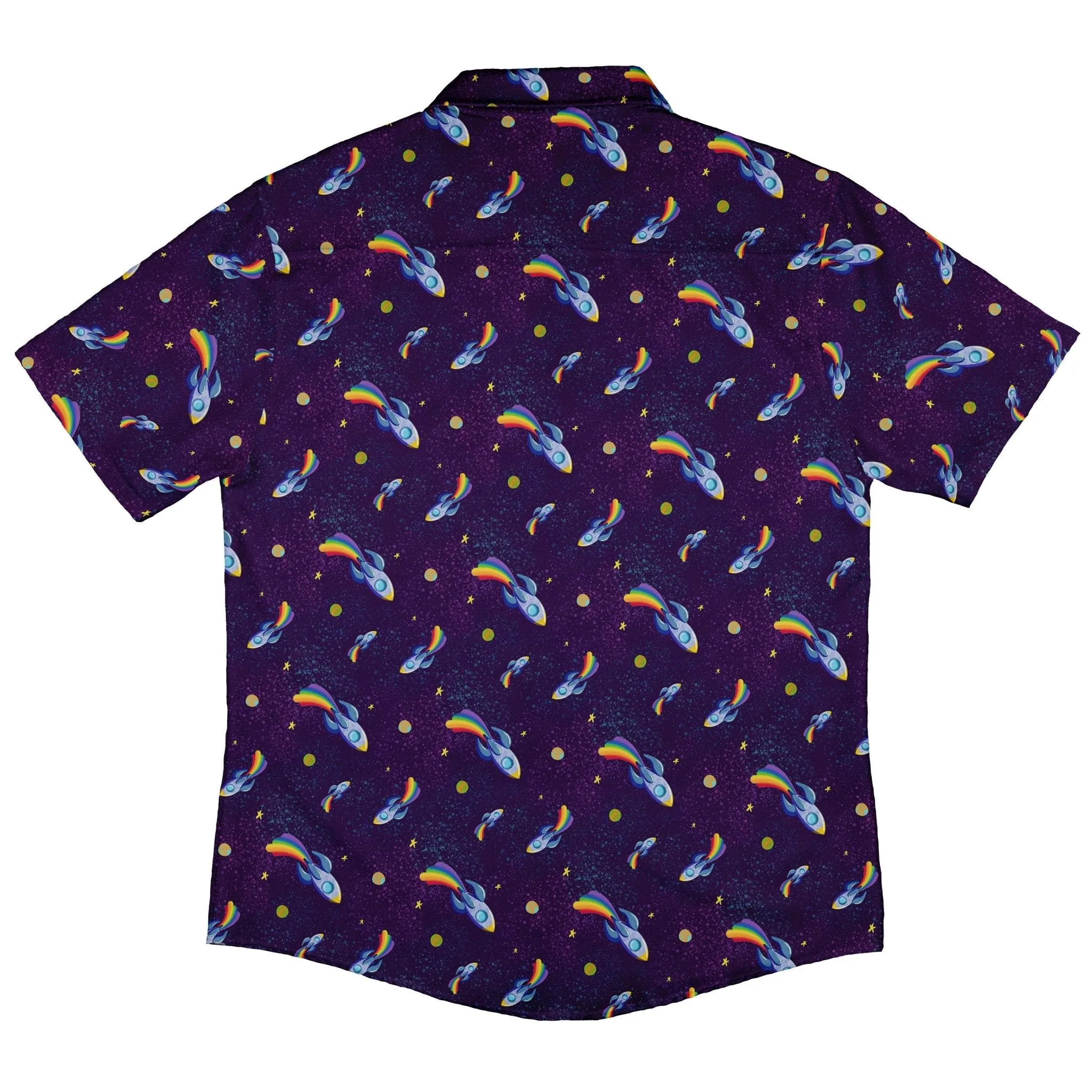 Rocket Ships Starry Night Button Up Shirt