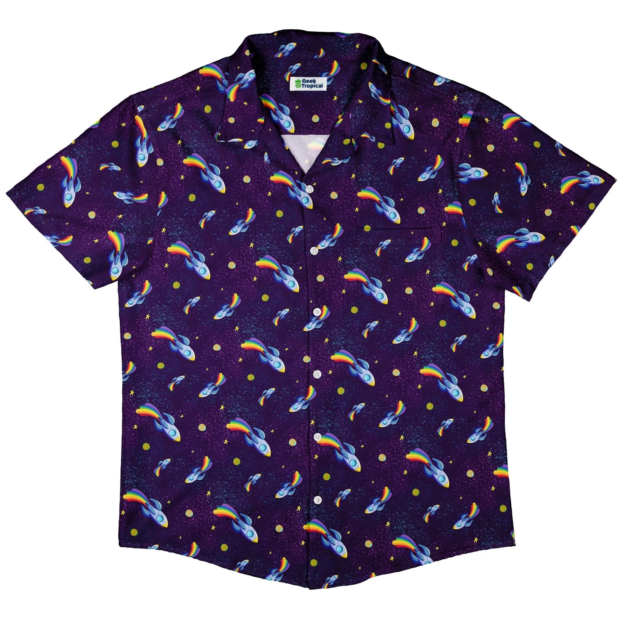 Rocket Ships Starry Night Button Up Shirt