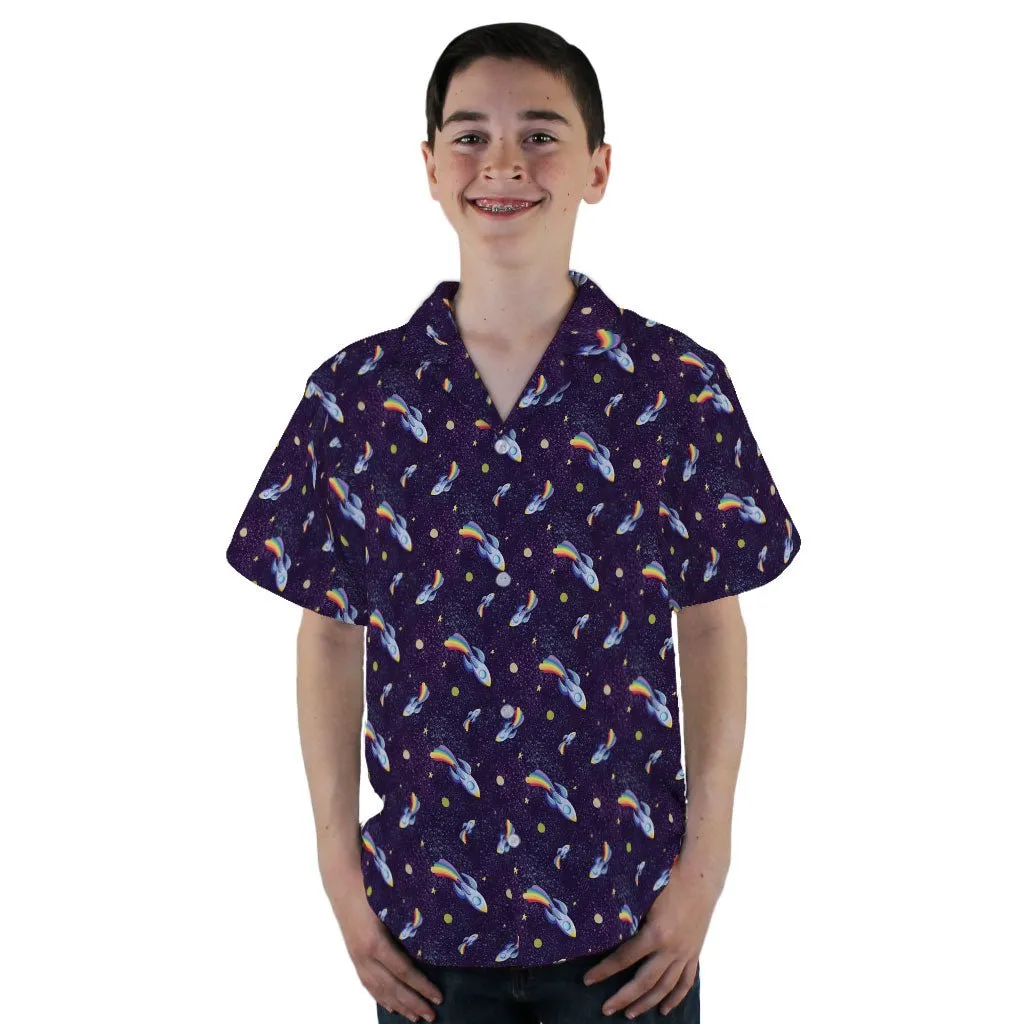 Rocket Ships Starry Night Youth Hawaiian Shirt