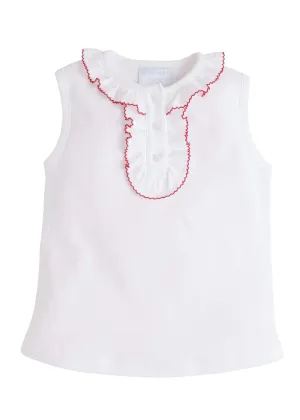 Ruffled Henley Top - Red