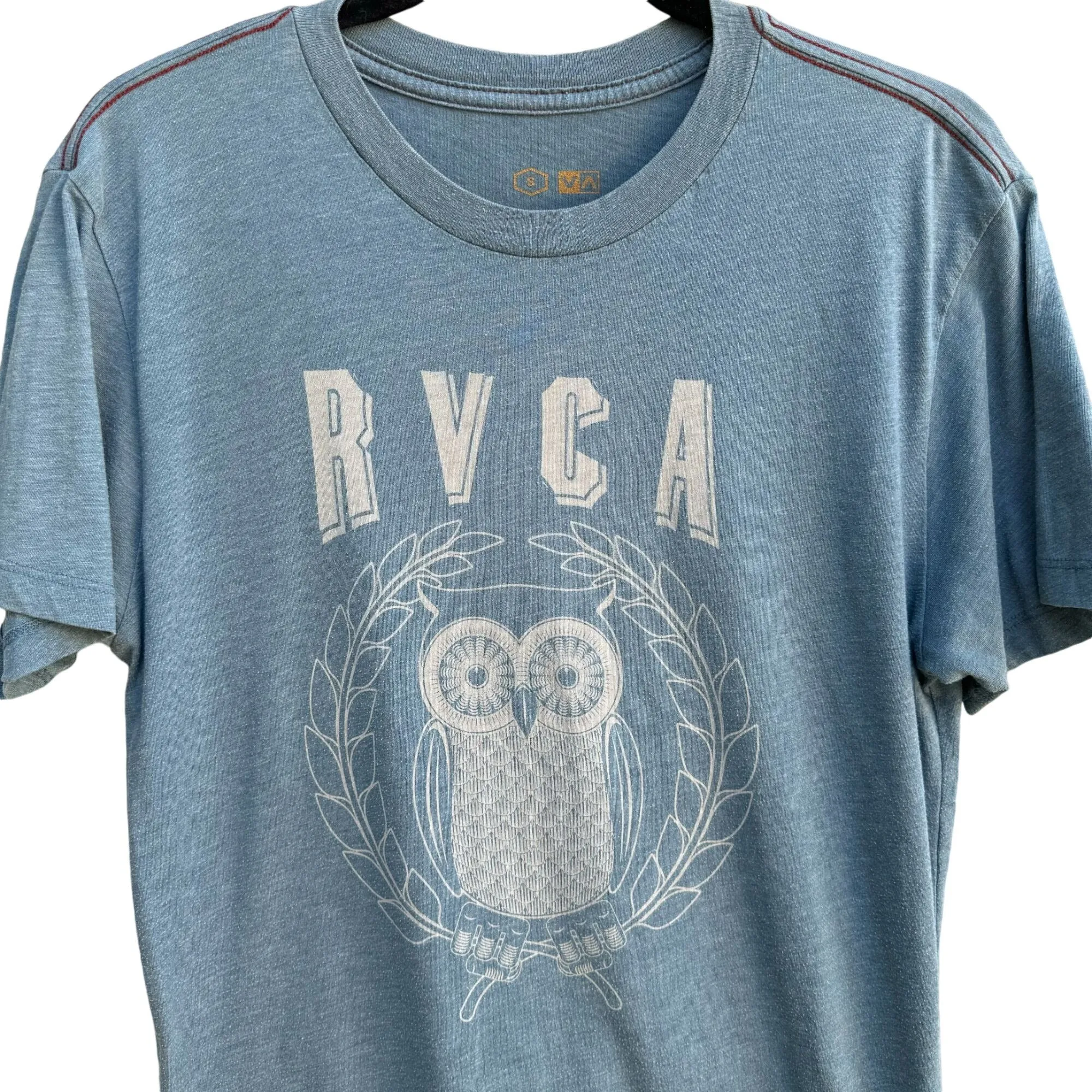 RVCA Artist Network Program Mens Blue Owl Graphic Print Short Sleeve T-Shirt - S