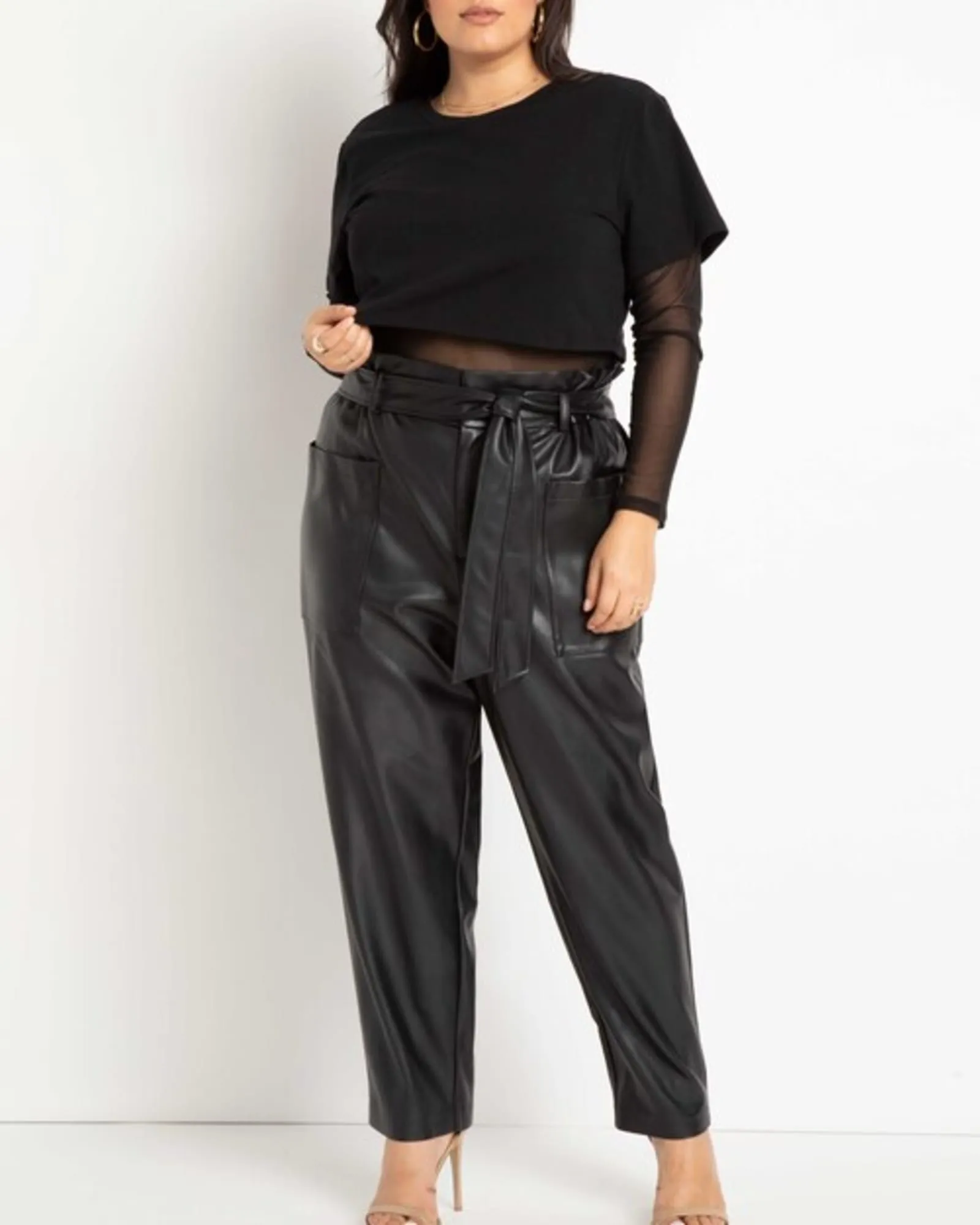 Sally Mesh Underlay Crop Top | Totally Black