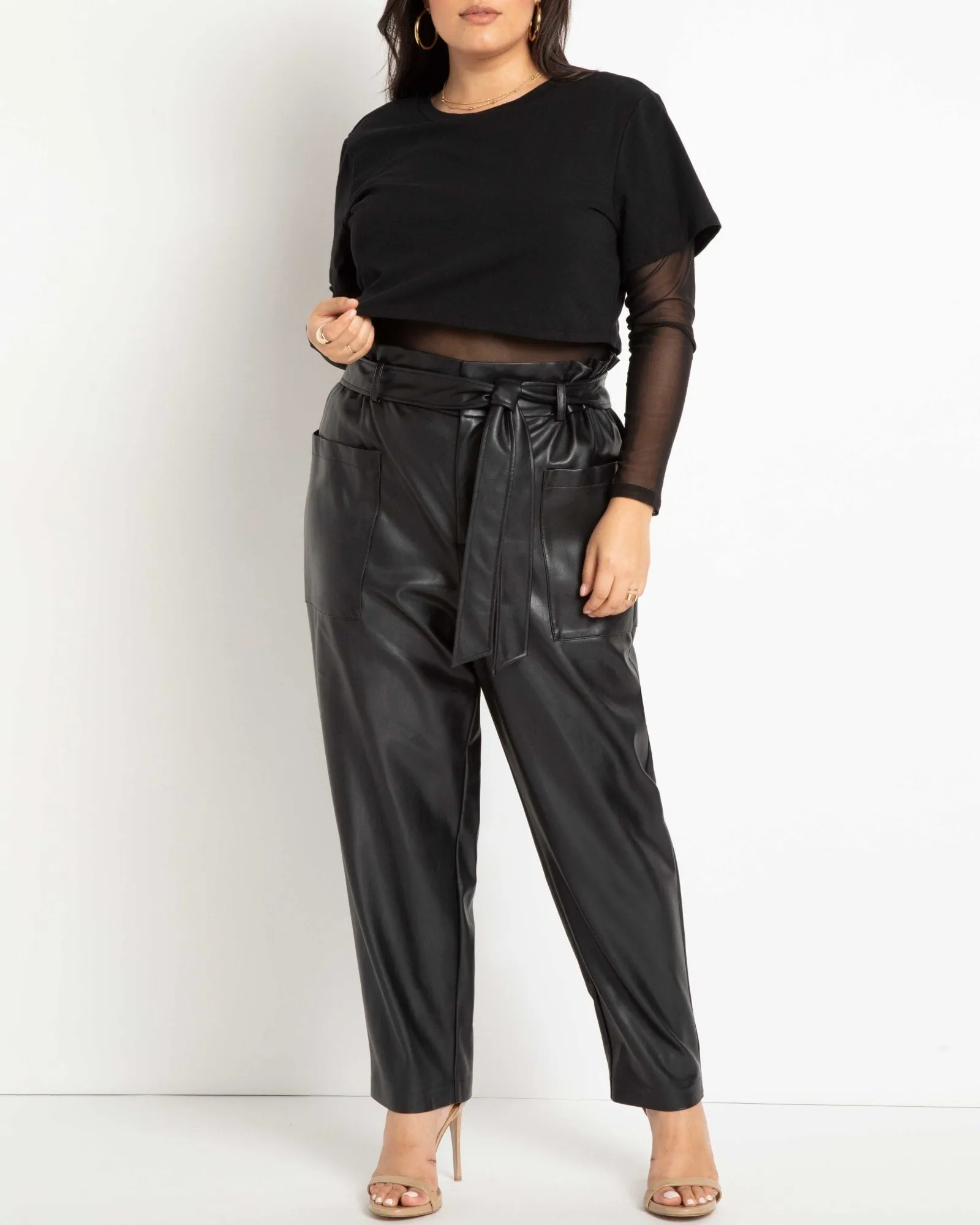 Sally Mesh Underlay Crop Top | Totally Black