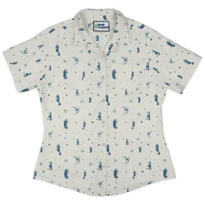 Seahorses Floating Curvy Button Up Shirt