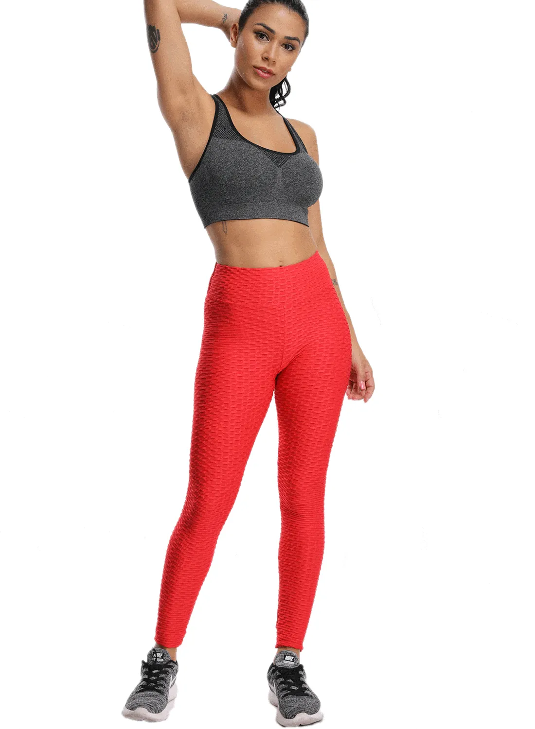 SEASUM Sports Leggings Honeycomb Ruched Women Yoga Pants