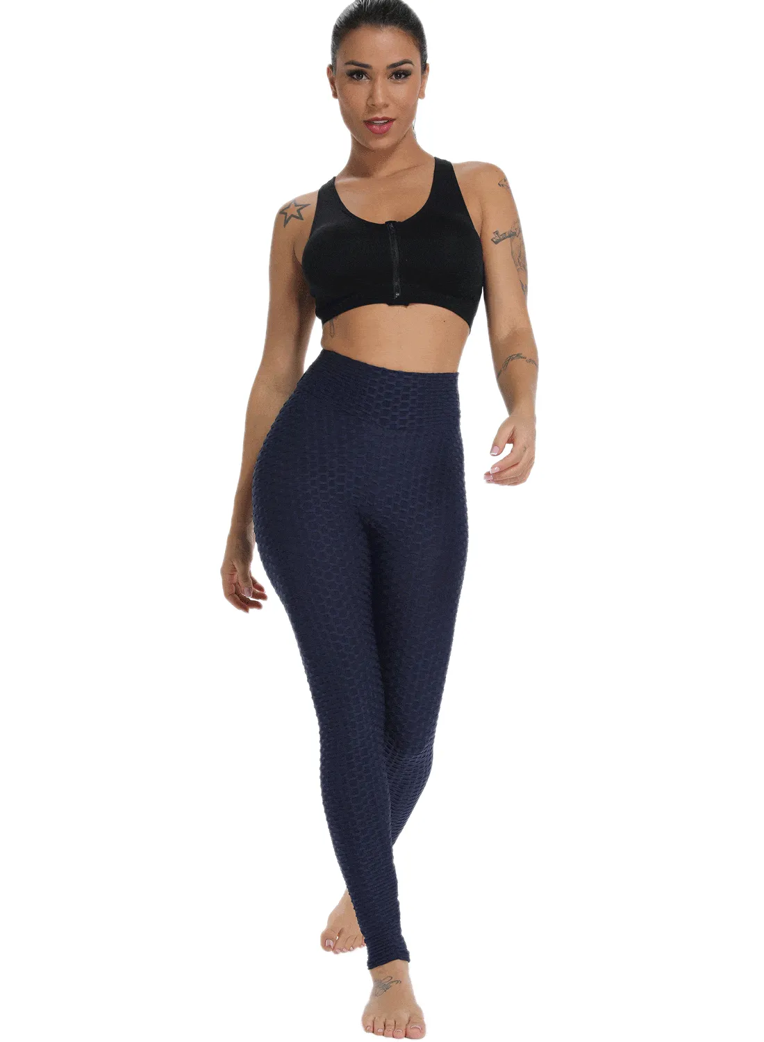 SEASUM Sports Leggings Honeycomb Ruched Women Yoga Pants