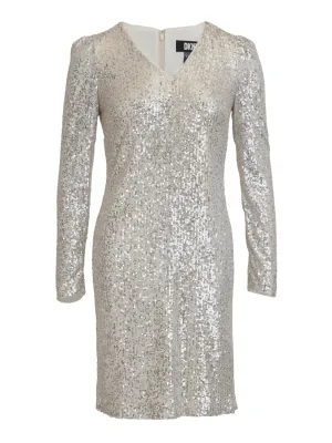 Sequins V-Neck Seqion Shirt Dress