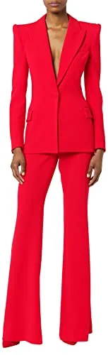 Sergio Hudson, High Waisted Flared Pant, 8, Red