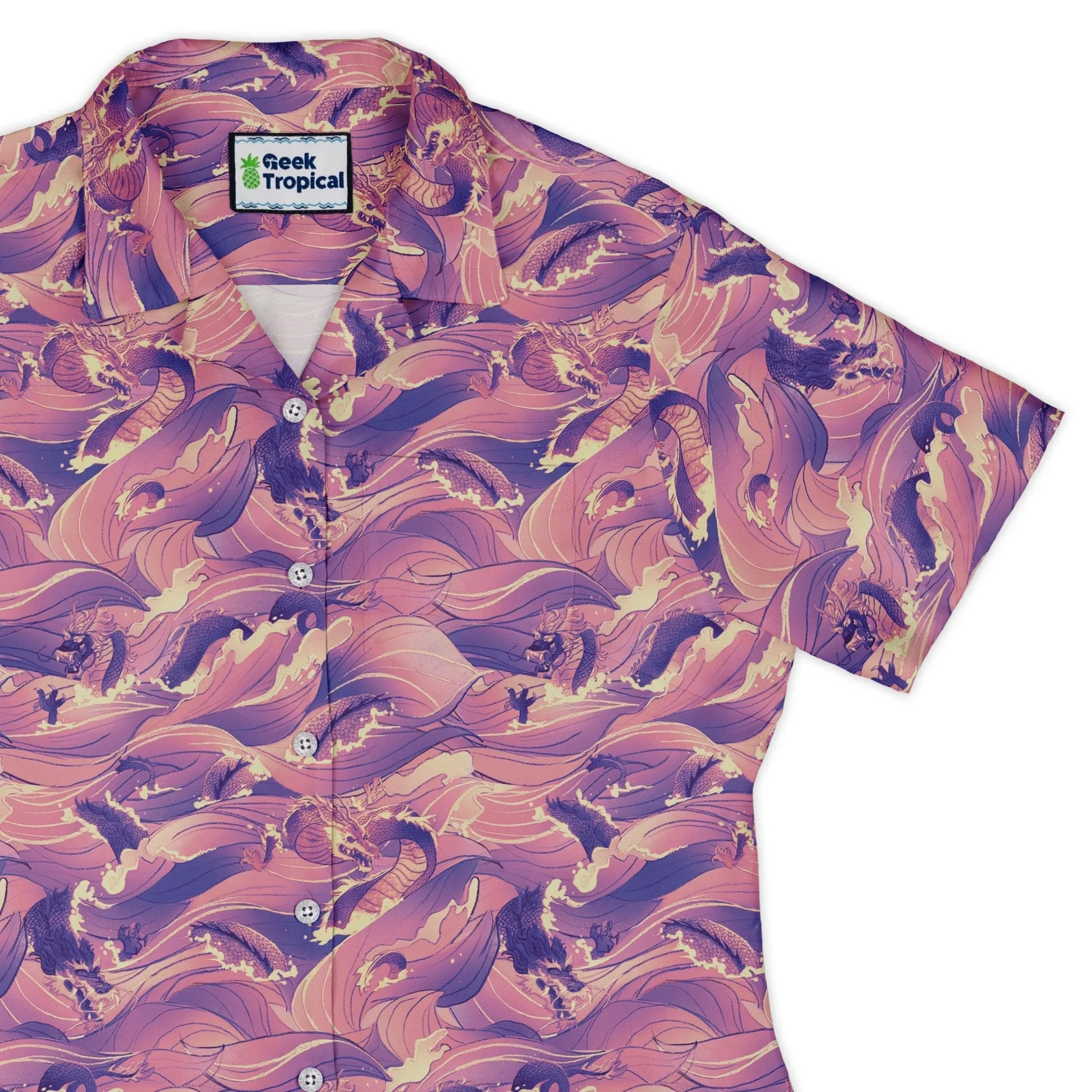 Serpent of the Sea Pink Anime Curvy Button Up Shirt