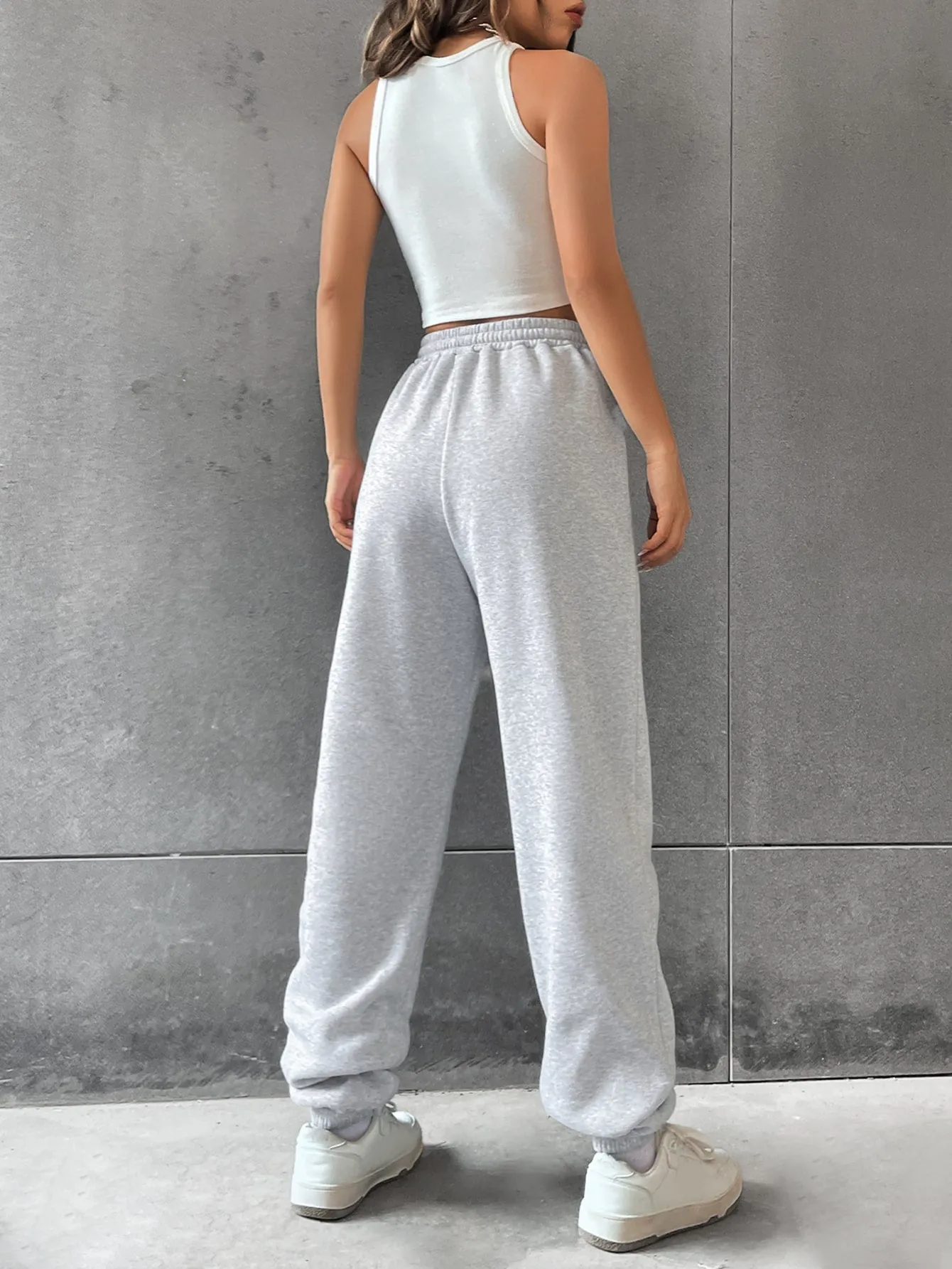 SHEIN EZwear Solid Drawstring Waist Sweatpants