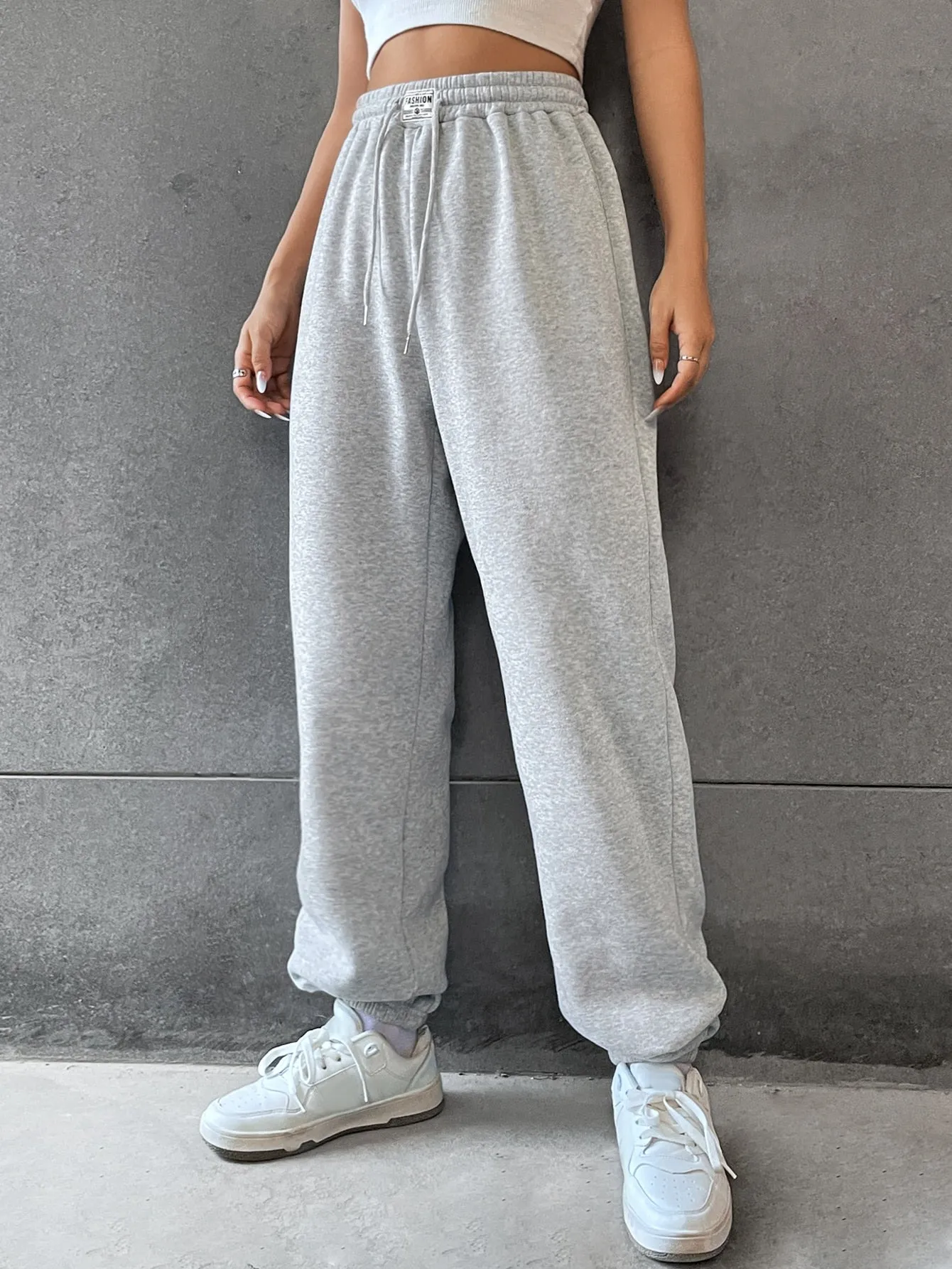 SHEIN EZwear Solid Drawstring Waist Sweatpants