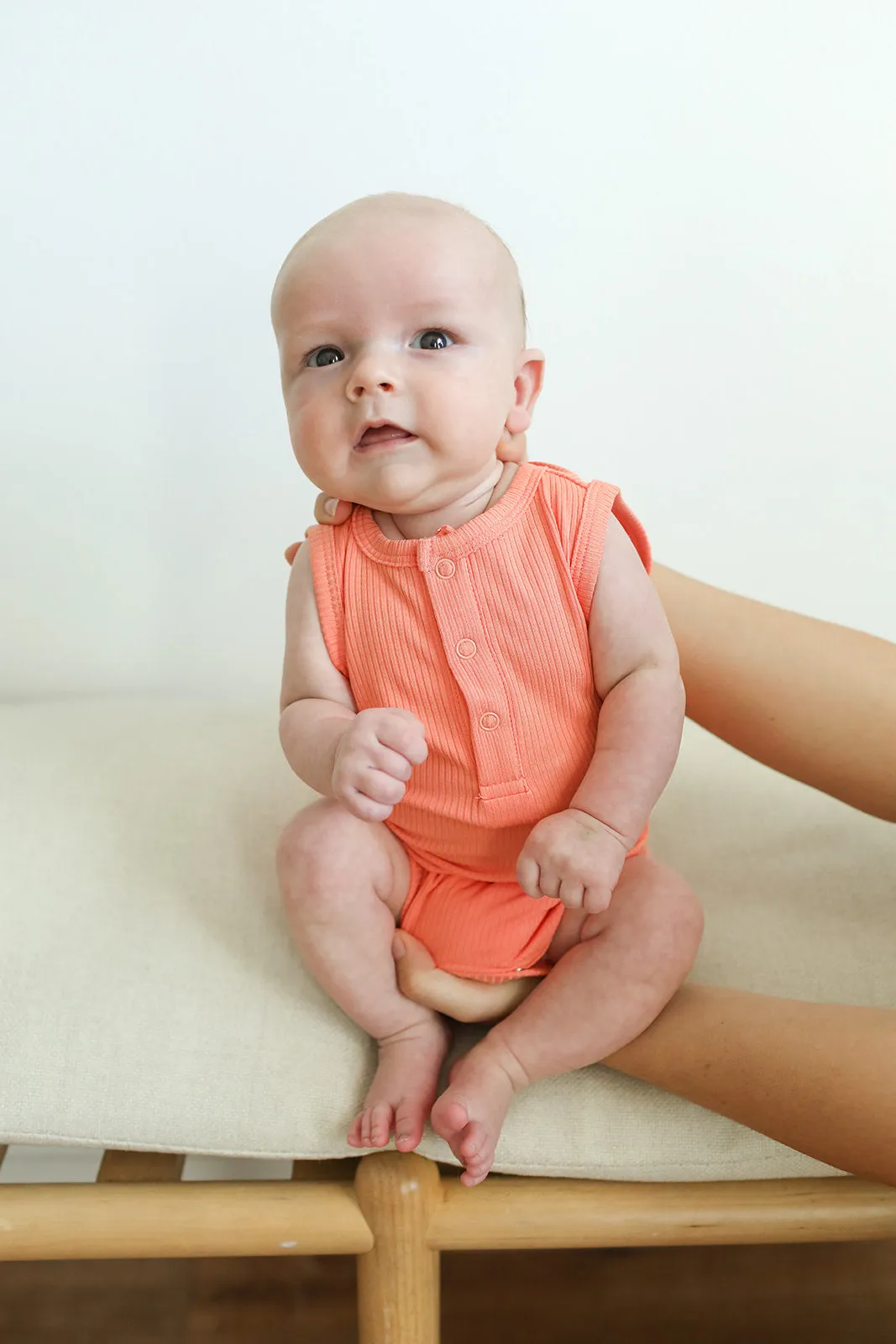 Sherbert Ribbed Bamboo Henley Onesie with Snaps