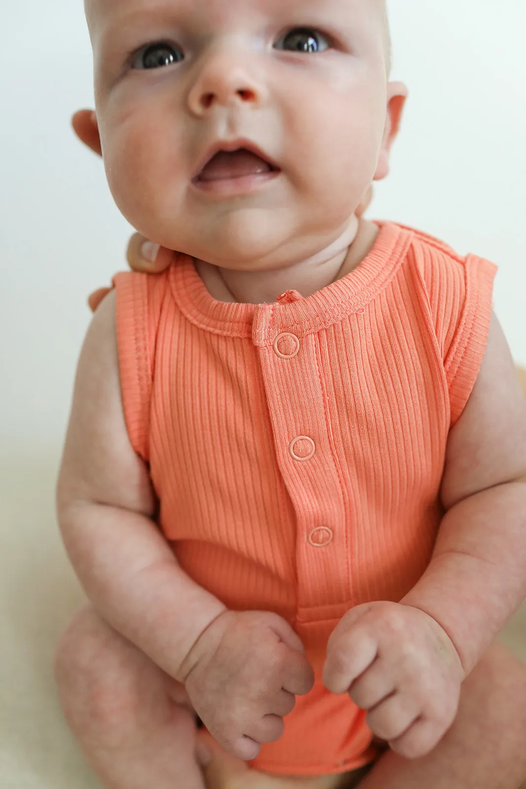 Sherbert Ribbed Bamboo Henley Onesie with Snaps