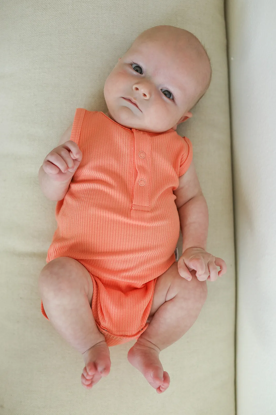 Sherbert Ribbed Bamboo Henley Onesie with Snaps