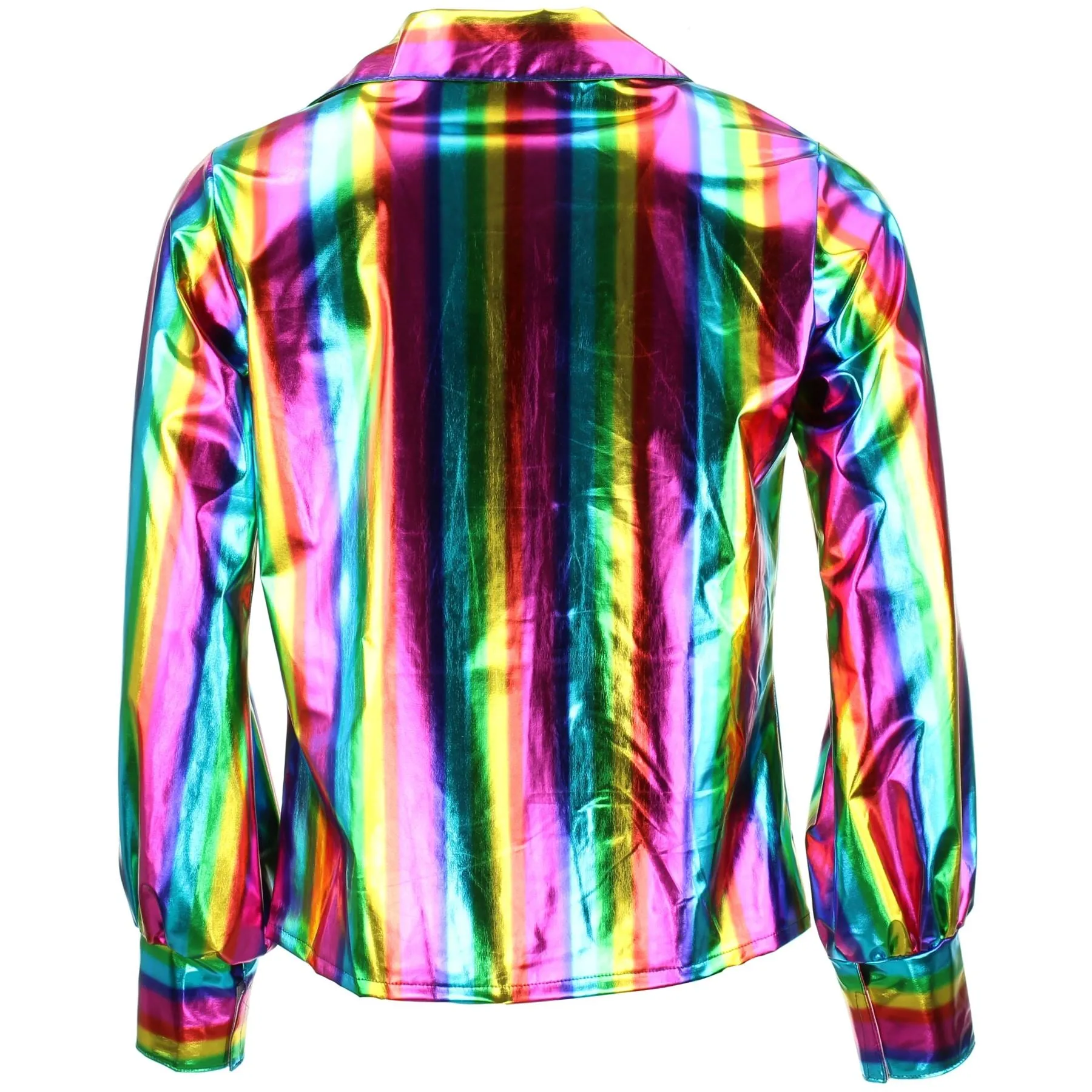 Shiny Metallic 70's Shirt - Rainbow