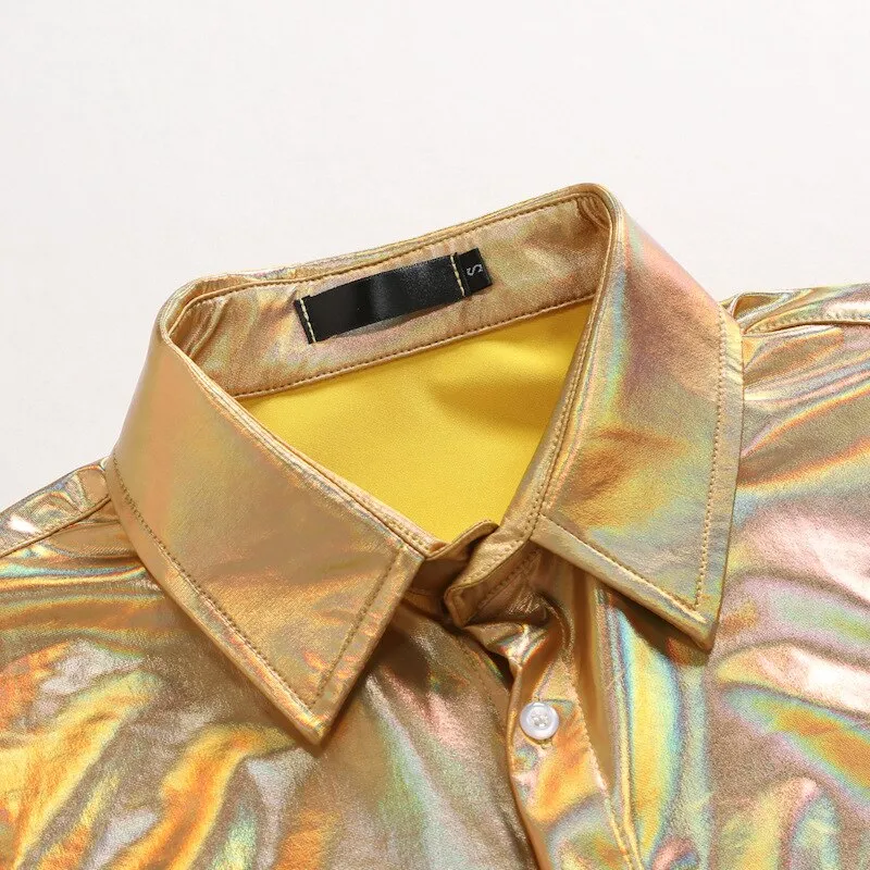 Shiny Metallic Disco Style Shirt