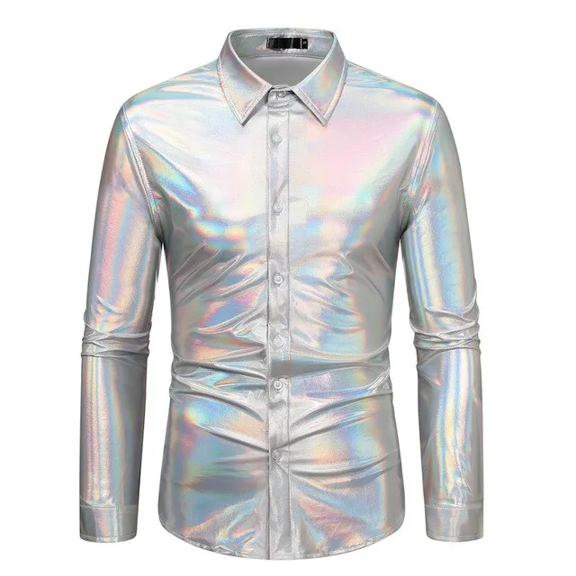 Shiny Metallic Disco Style Shirt