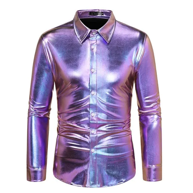 Shiny Metallic Disco Style Shirt