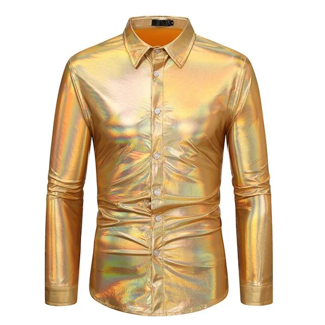 Shiny Metallic Disco Style Shirt