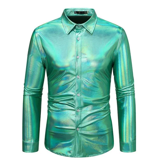 Shiny Metallic Disco Style Shirt