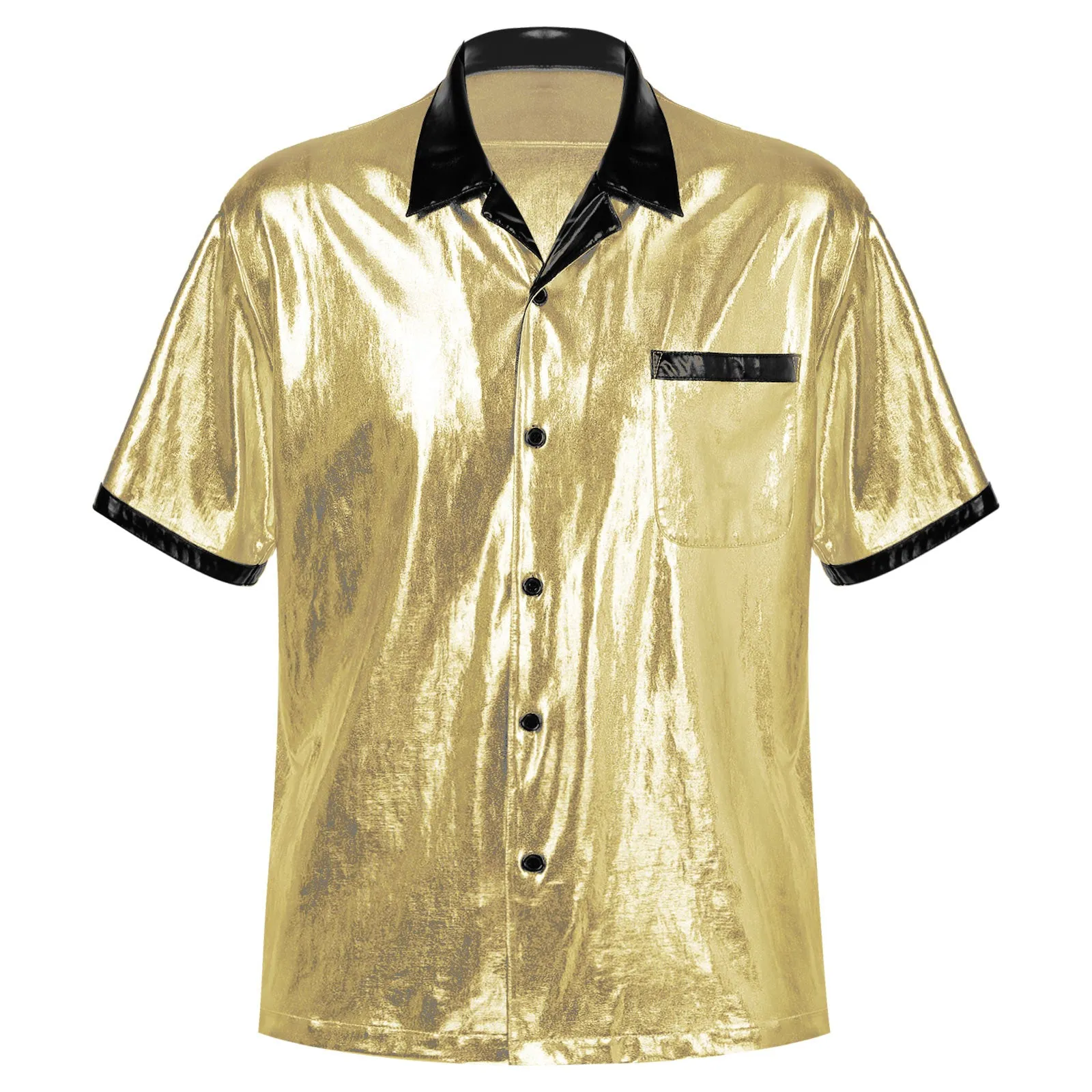 Shiny Metallic Short Sleeve Shirt