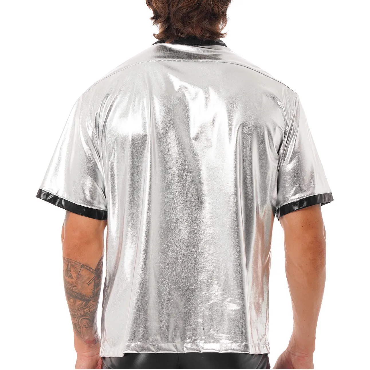 Shiny Metallic Short Sleeve Shirt