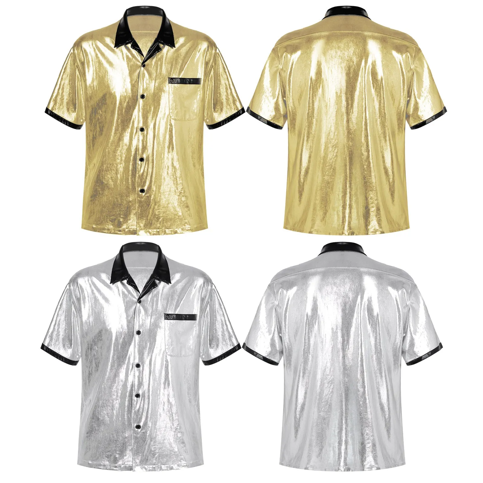 Shiny Metallic Short Sleeve Shirt