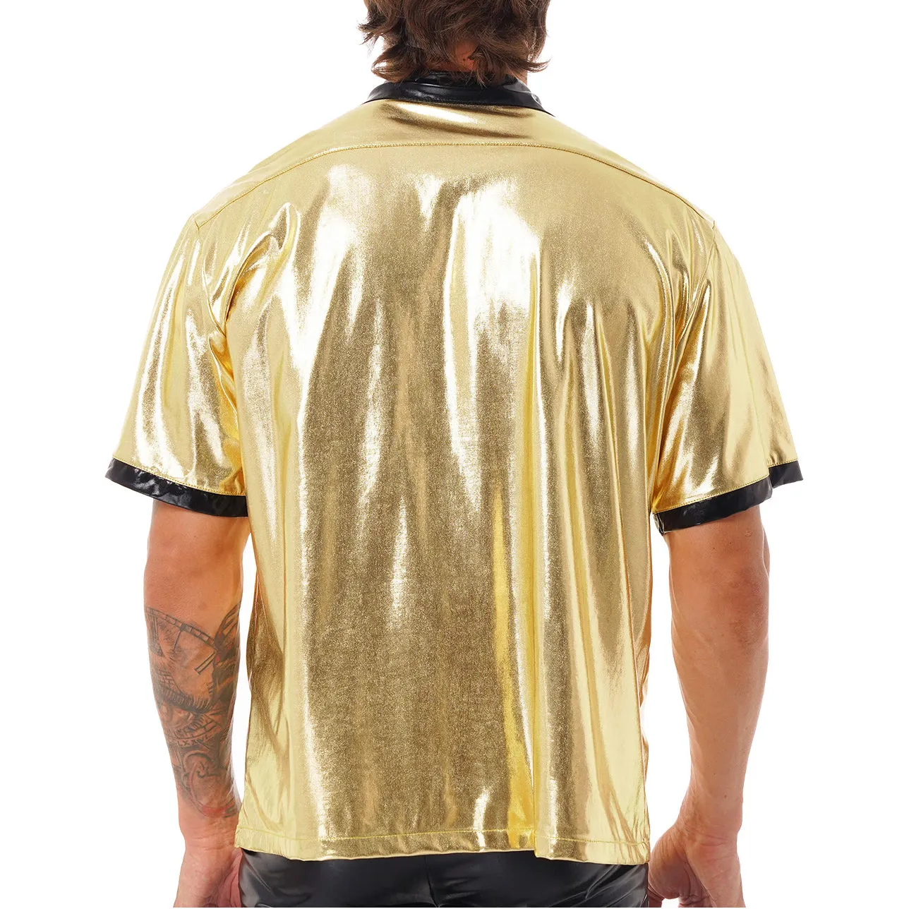 Shiny Metallic Short Sleeve Shirt