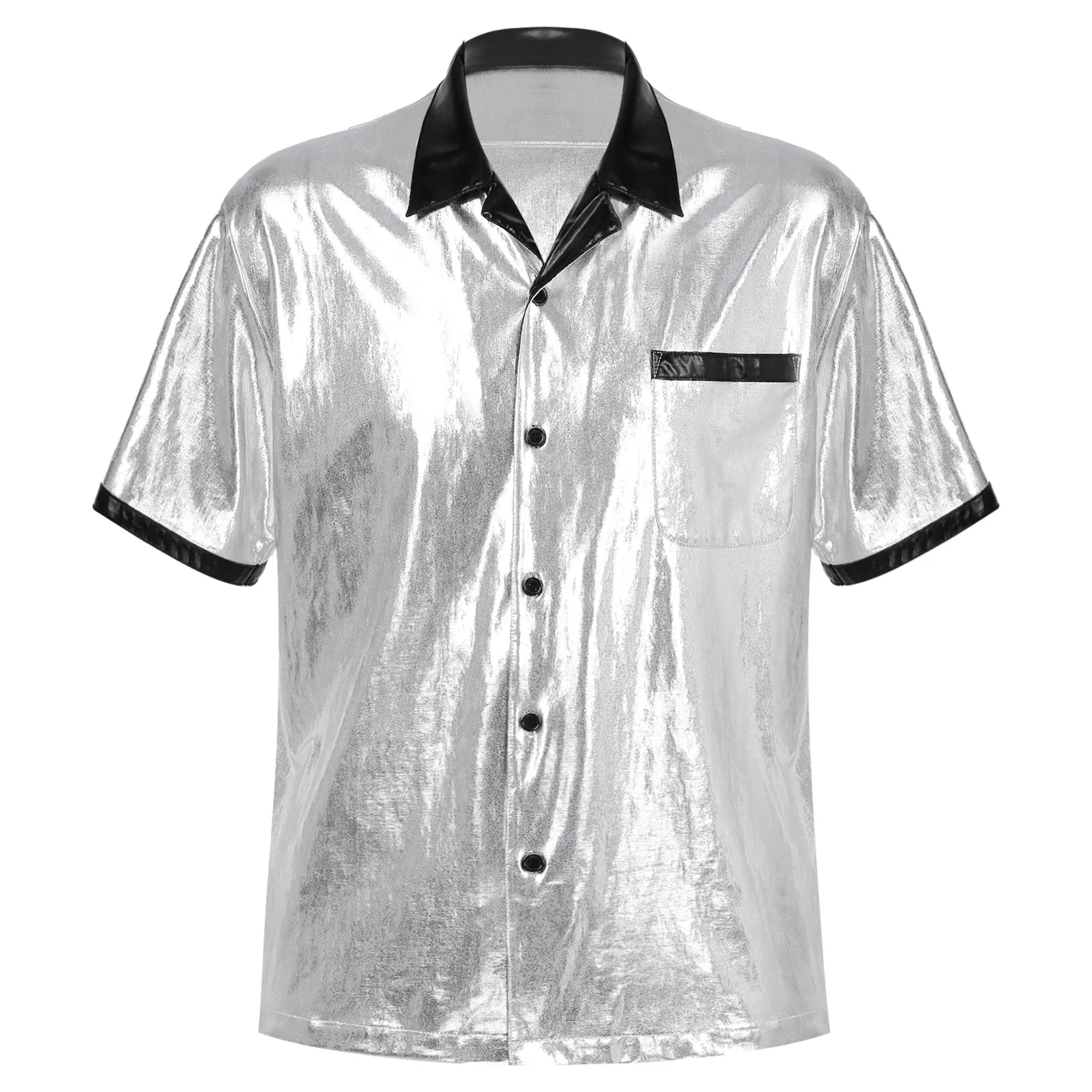 Shiny Metallic Short Sleeve Shirt