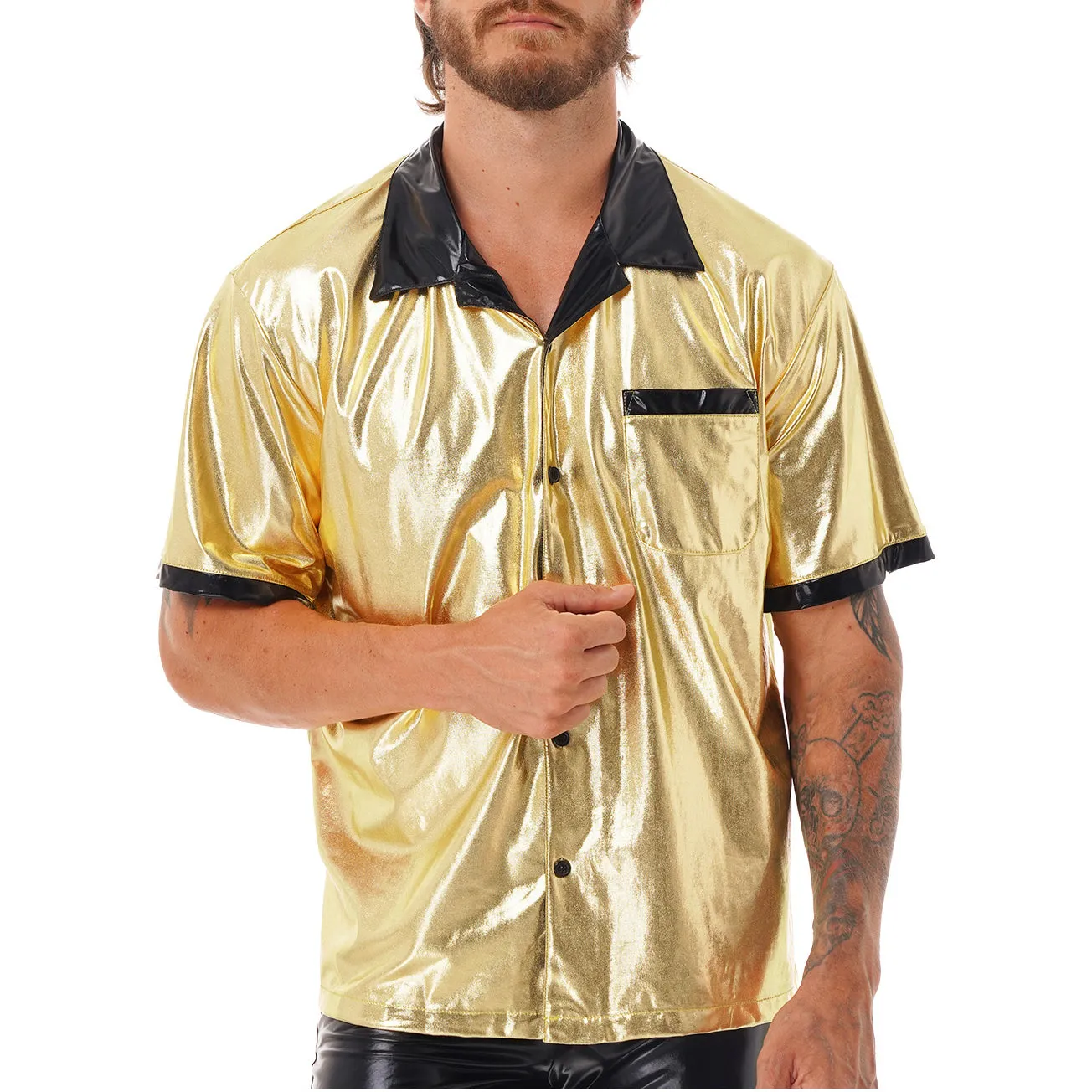 Shiny Metallic Short Sleeve Shirt