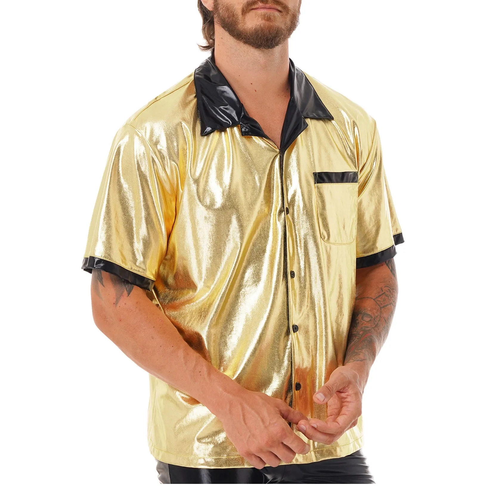 Shiny Metallic Short Sleeve Shirt