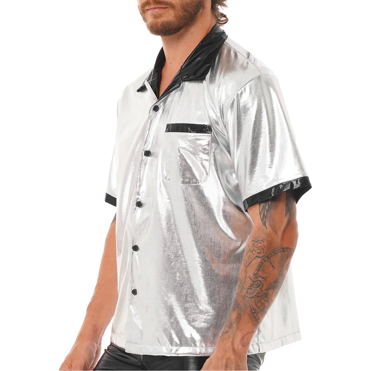 Shiny Metallic Short Sleeve Shirt