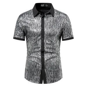 Shiny Party Metallic Short Sleeve Shirt