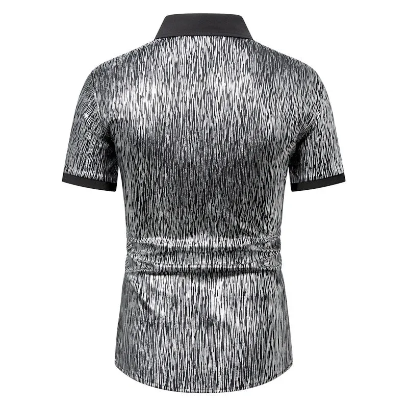 Shiny Party Metallic Short Sleeve Shirt