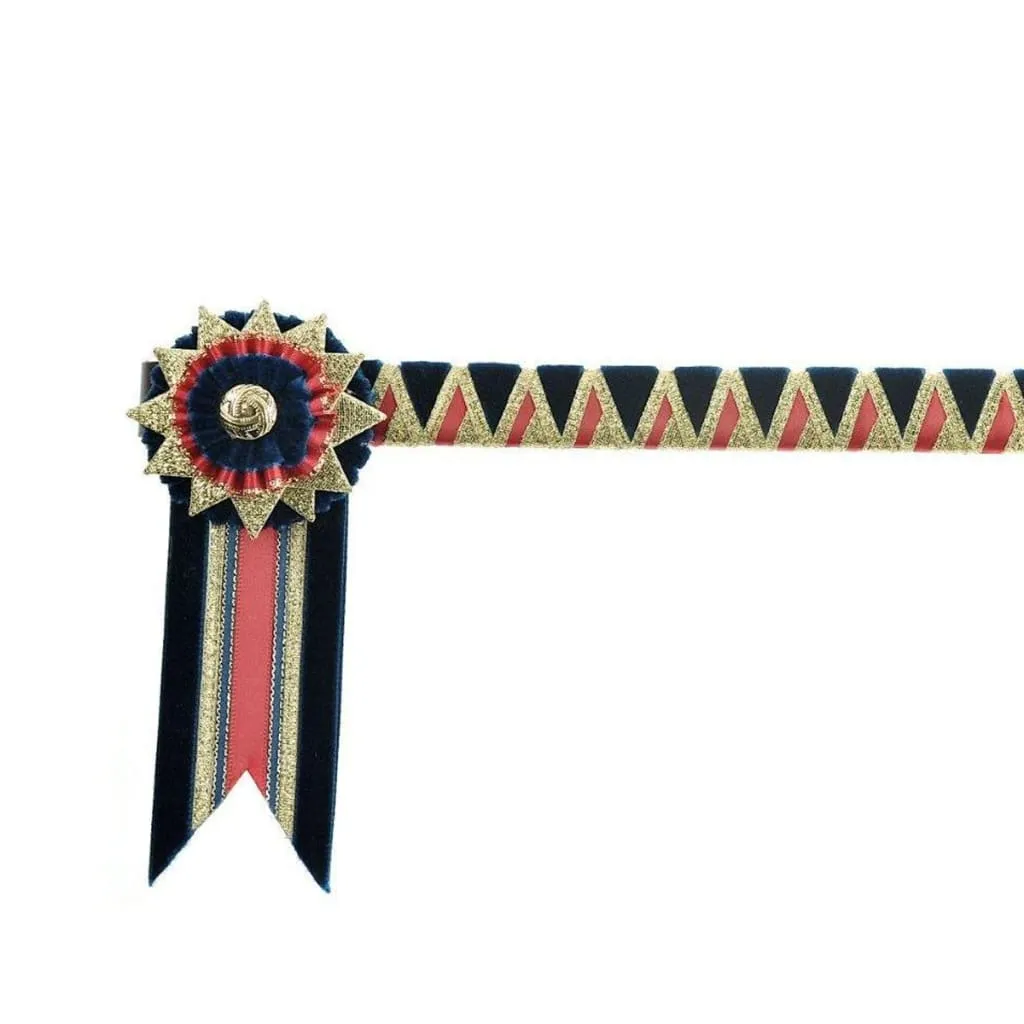 Showquest Henley Browband Navy/Red/Gold