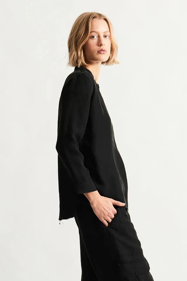 Silk Black Perfect Henley Blouse