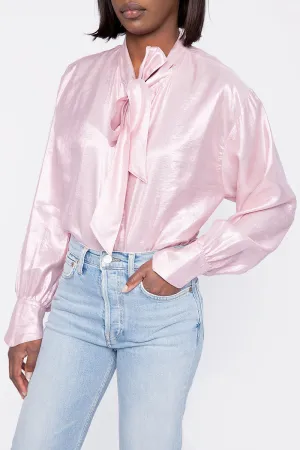 Silk Shirt in Metallic Rose