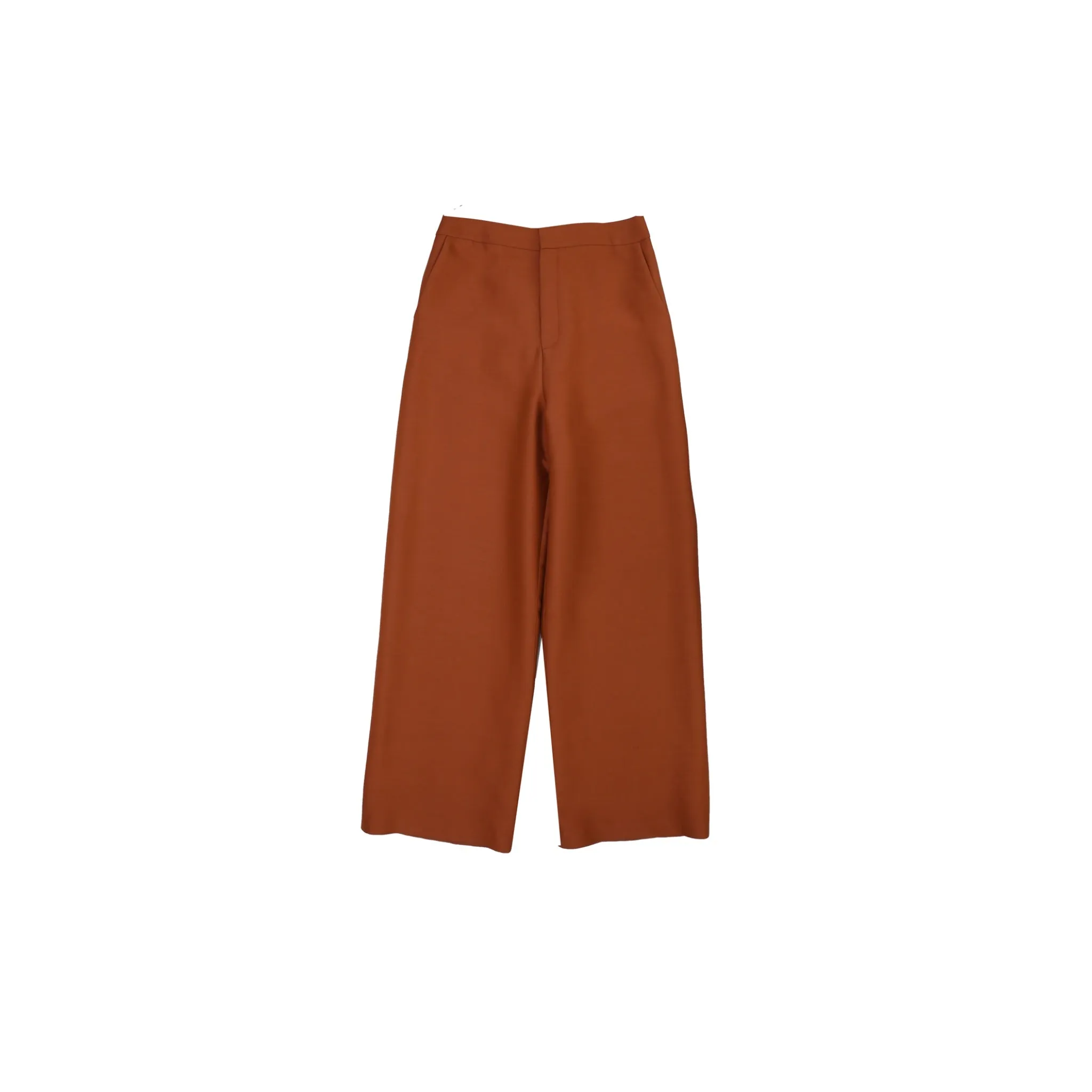 Silk Wool Wide-leg Pants in Orange