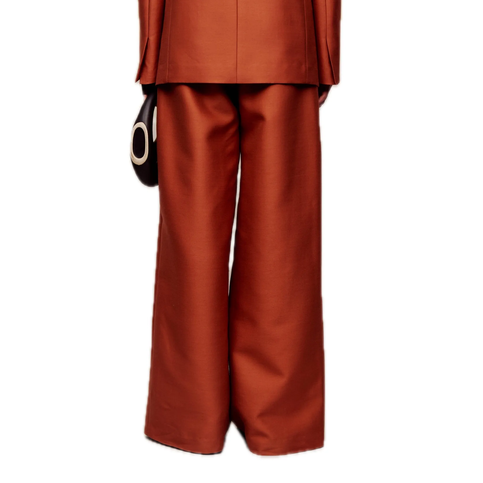 Silk Wool Wide-leg Pants in Orange