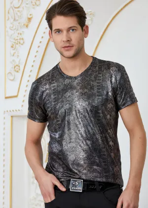 Silver Metallic Spandex Print Tee