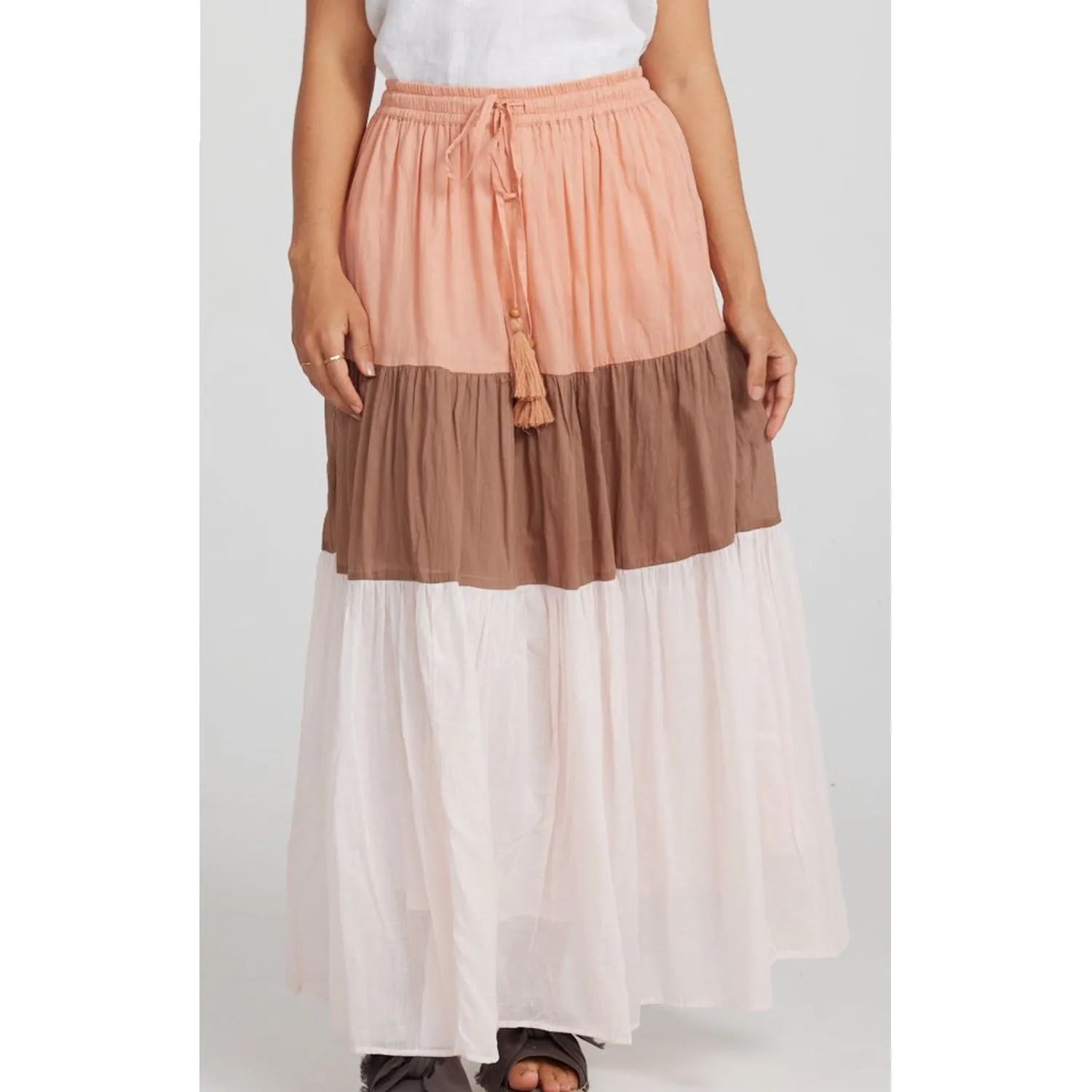 Skirt Island Blocked Maxi - Terracotta, Cocoa, Pink