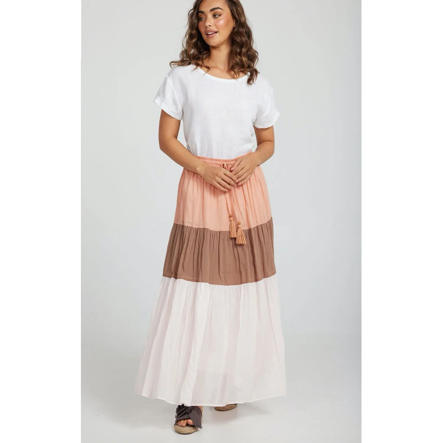 Skirt Island Blocked Maxi - Terracotta, Cocoa, Pink