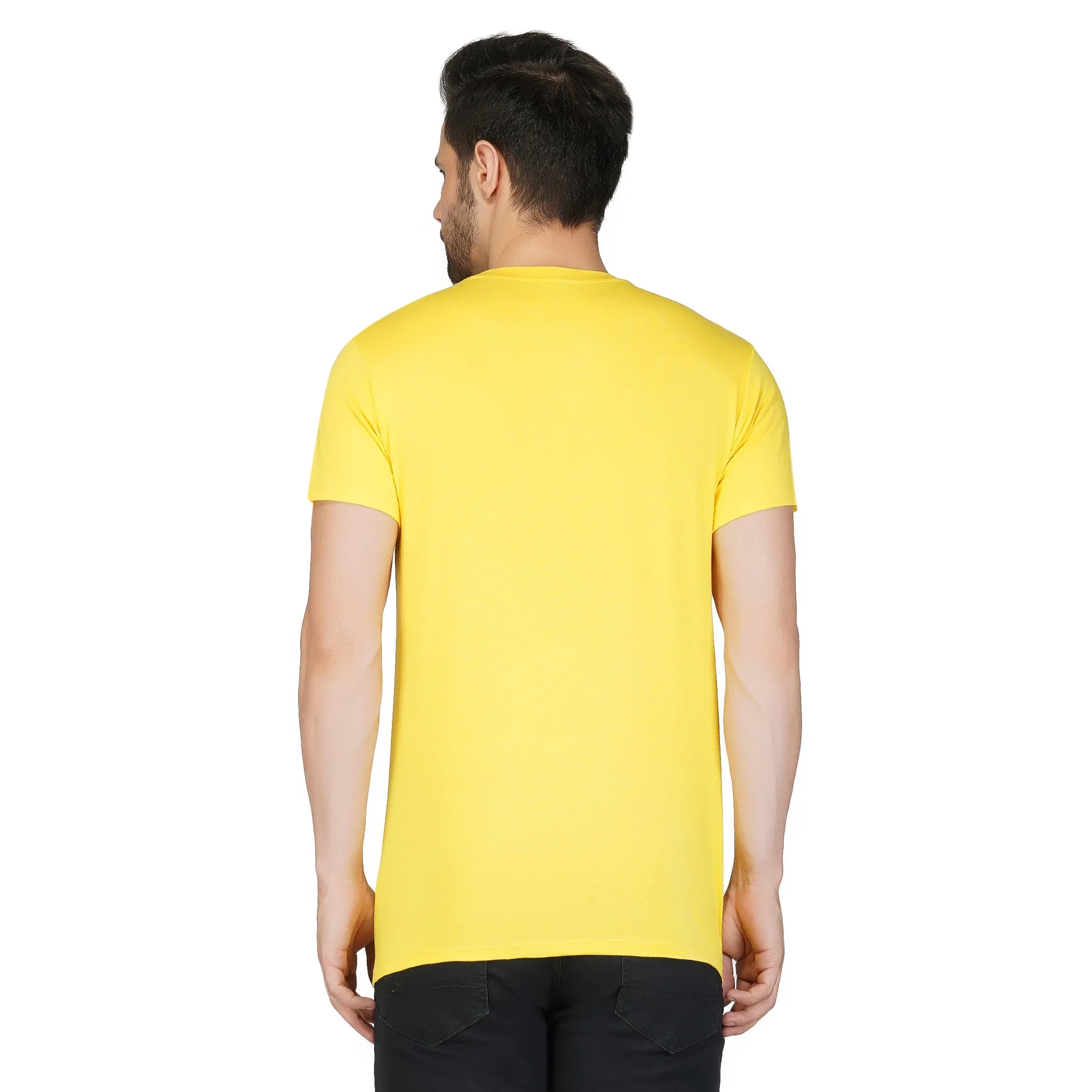 SLAY. Men's Yellow Printed T-Shirt