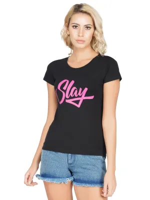 SLAY. Women's Black Pink Print T-shirt