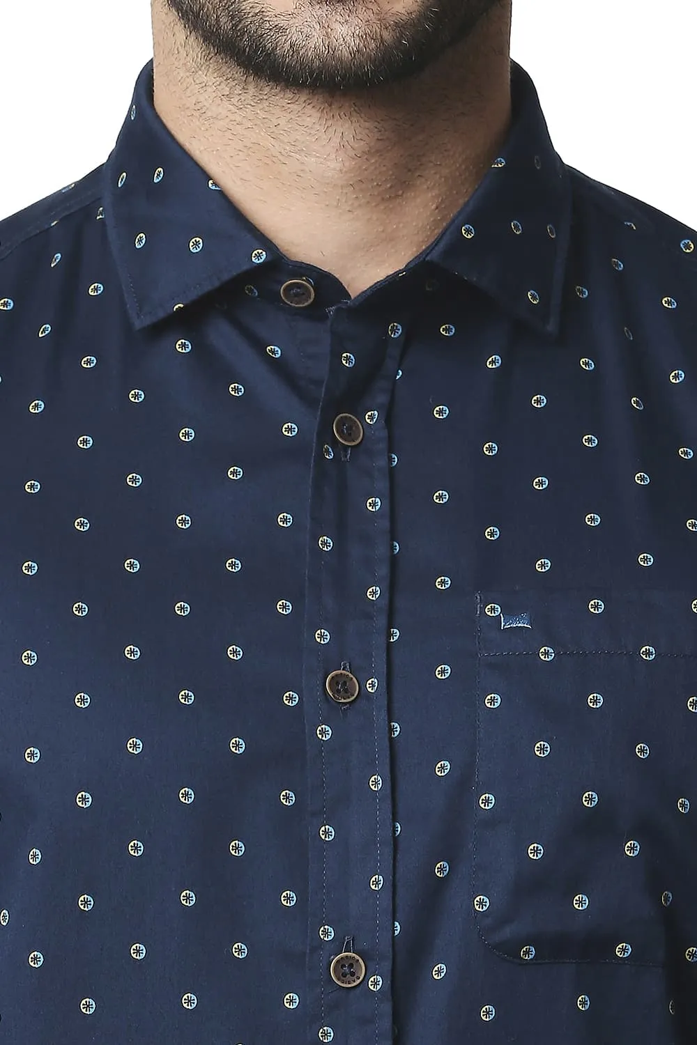 Slim Fit Satin Printed Halfsleeves Shirt