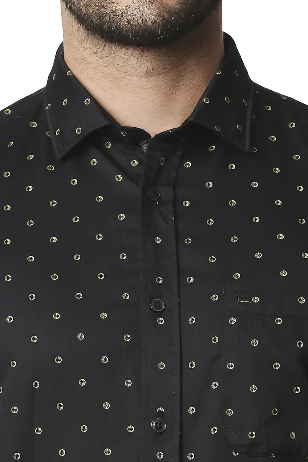 Slim Fit Satin Printed Halfsleeves Shirt