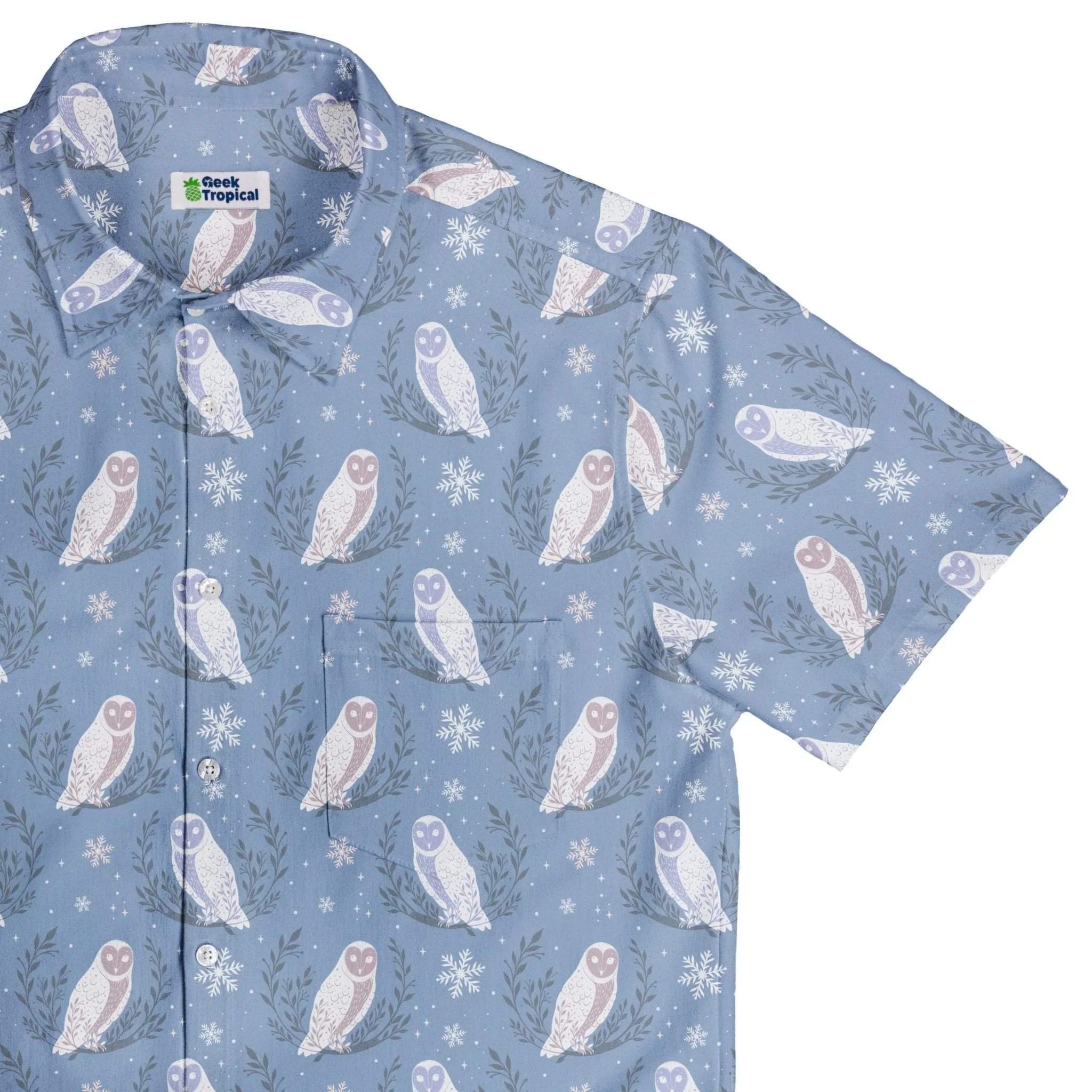 Snow Owl Moon Button Up Shirt