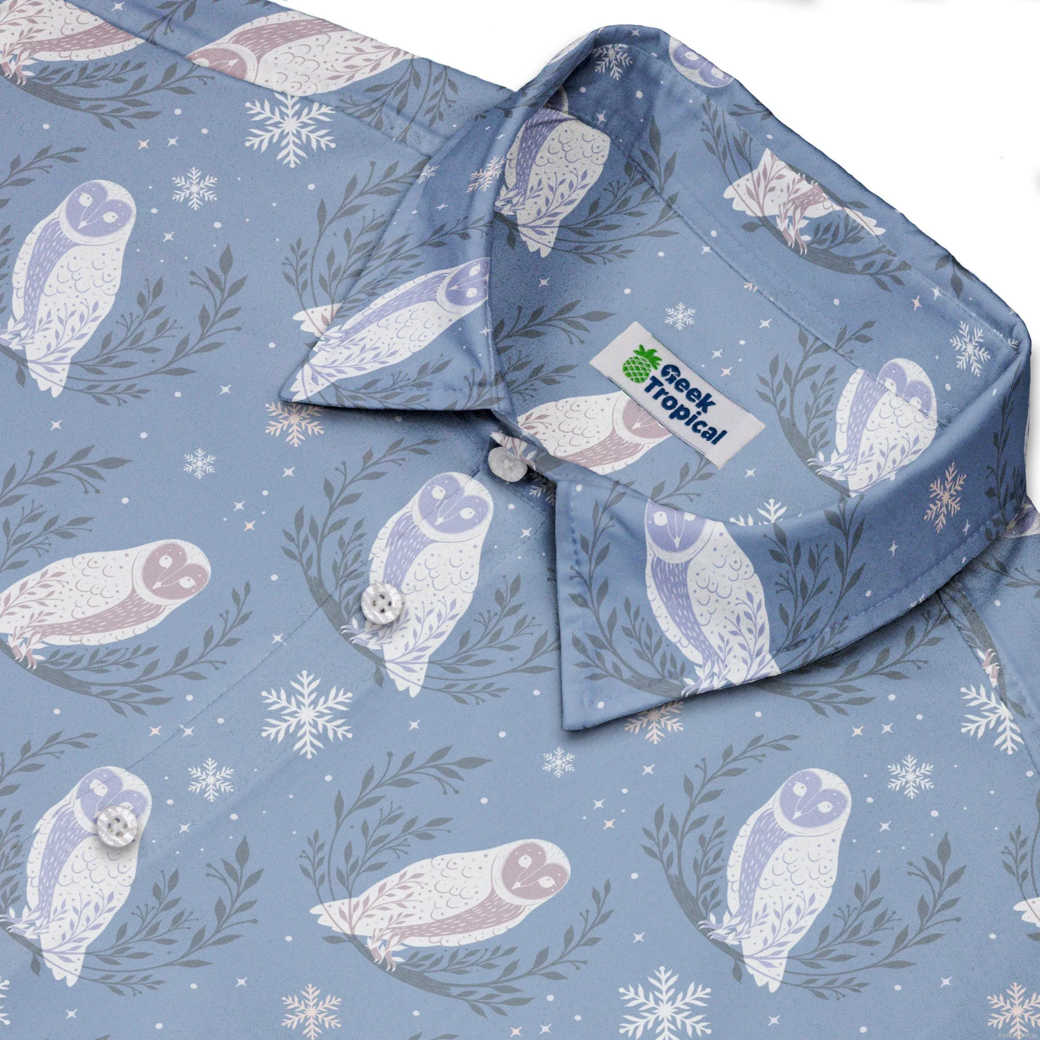 Snow Owl Moon Button Up Shirt