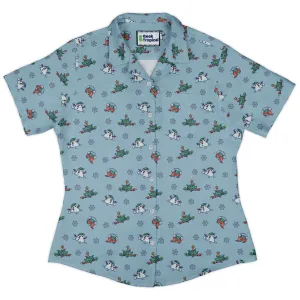 Snowing Frogs Curvy Button Up Shirt