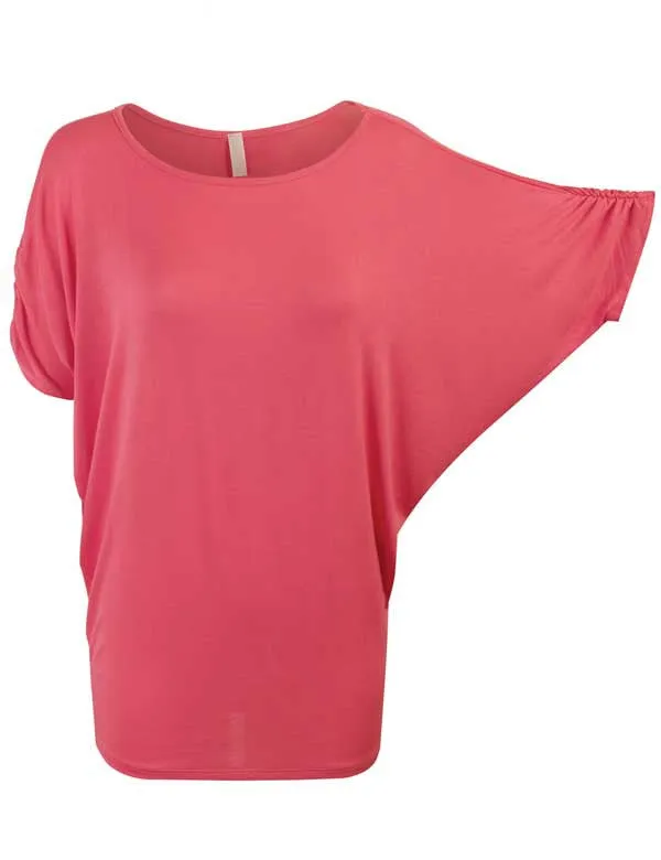 Solid Basic Boatneck Dolman Top with Sleeve Shirring